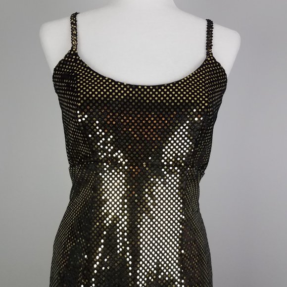90's Vintage Velveteen Gold Confetti Sequin Evening Gown by J Reynolds Designs - Picture 6 of 11